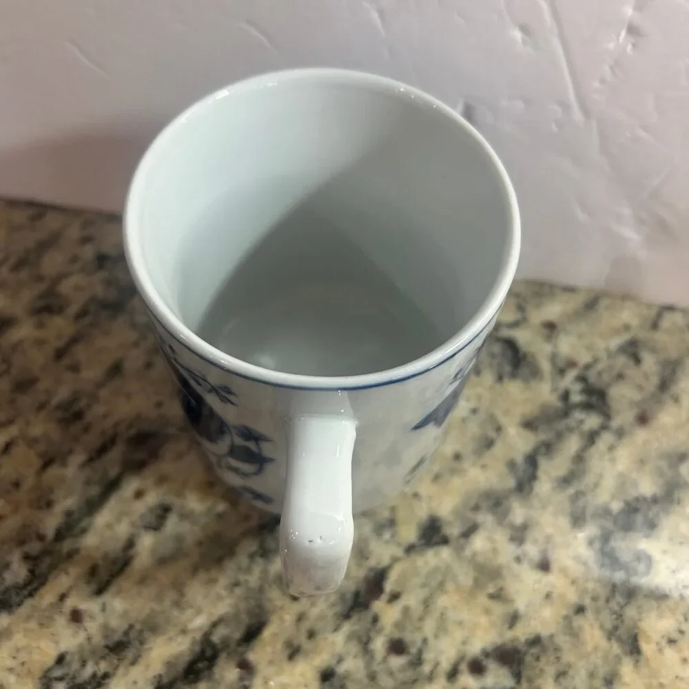 Blue and White Japanese Fish Design Mug